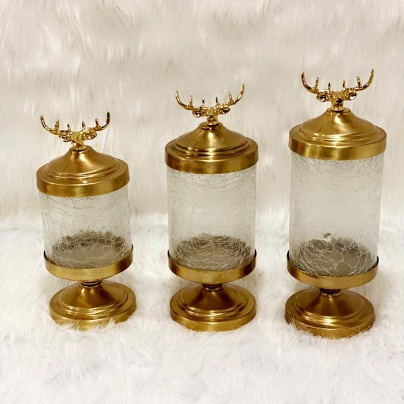 3PCS SPICE SET GLASS JAR STAND HIGH CONTAINER