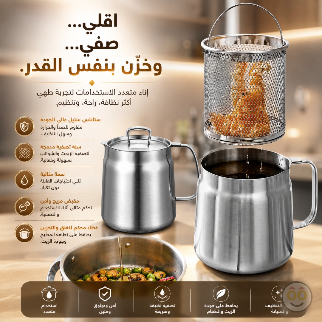 2L STAINLESS STEEL FRYING OIL POT WITH FITER