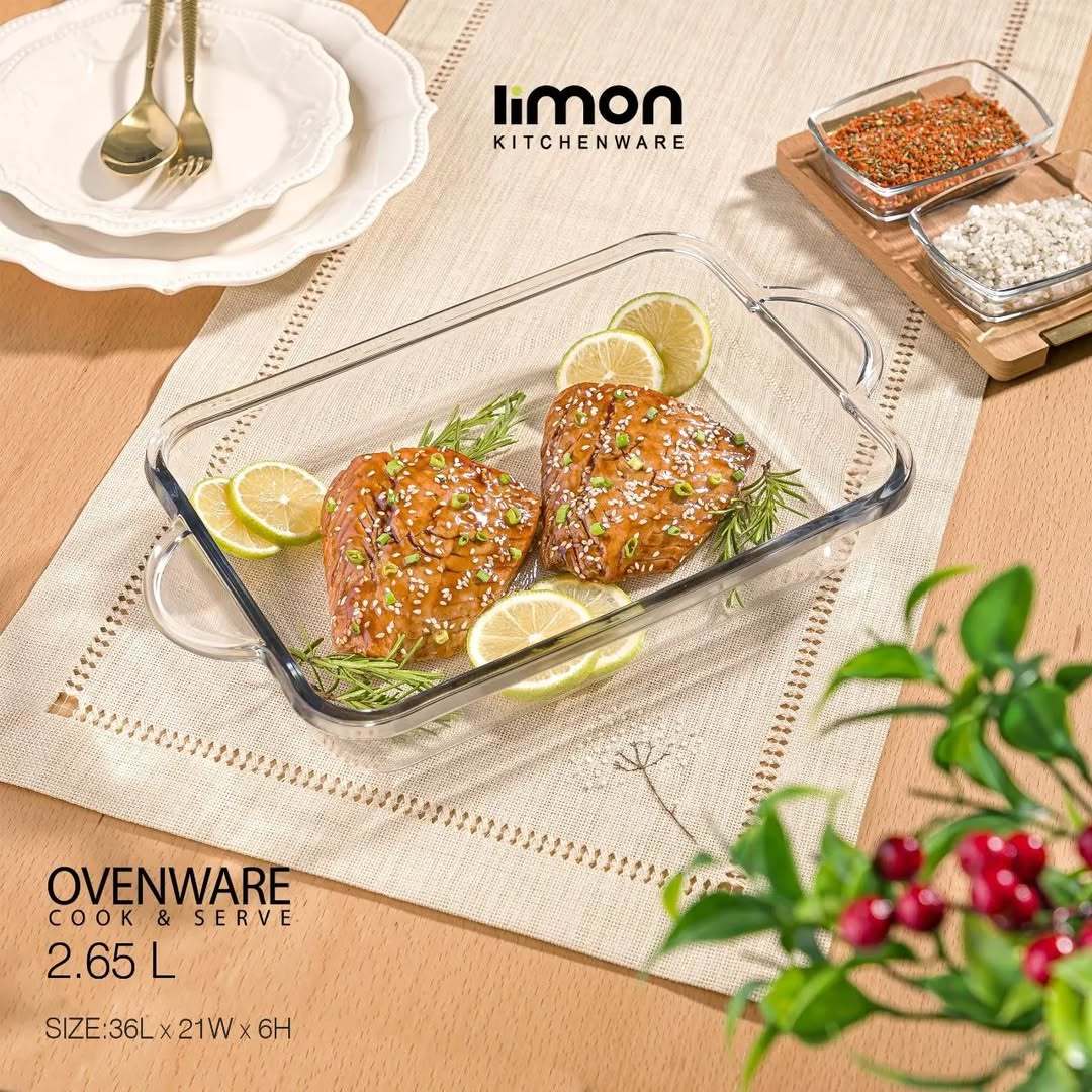 LIMON 2.65LTR KITCHEN GLASS OVEN WARE COOK & SERVE