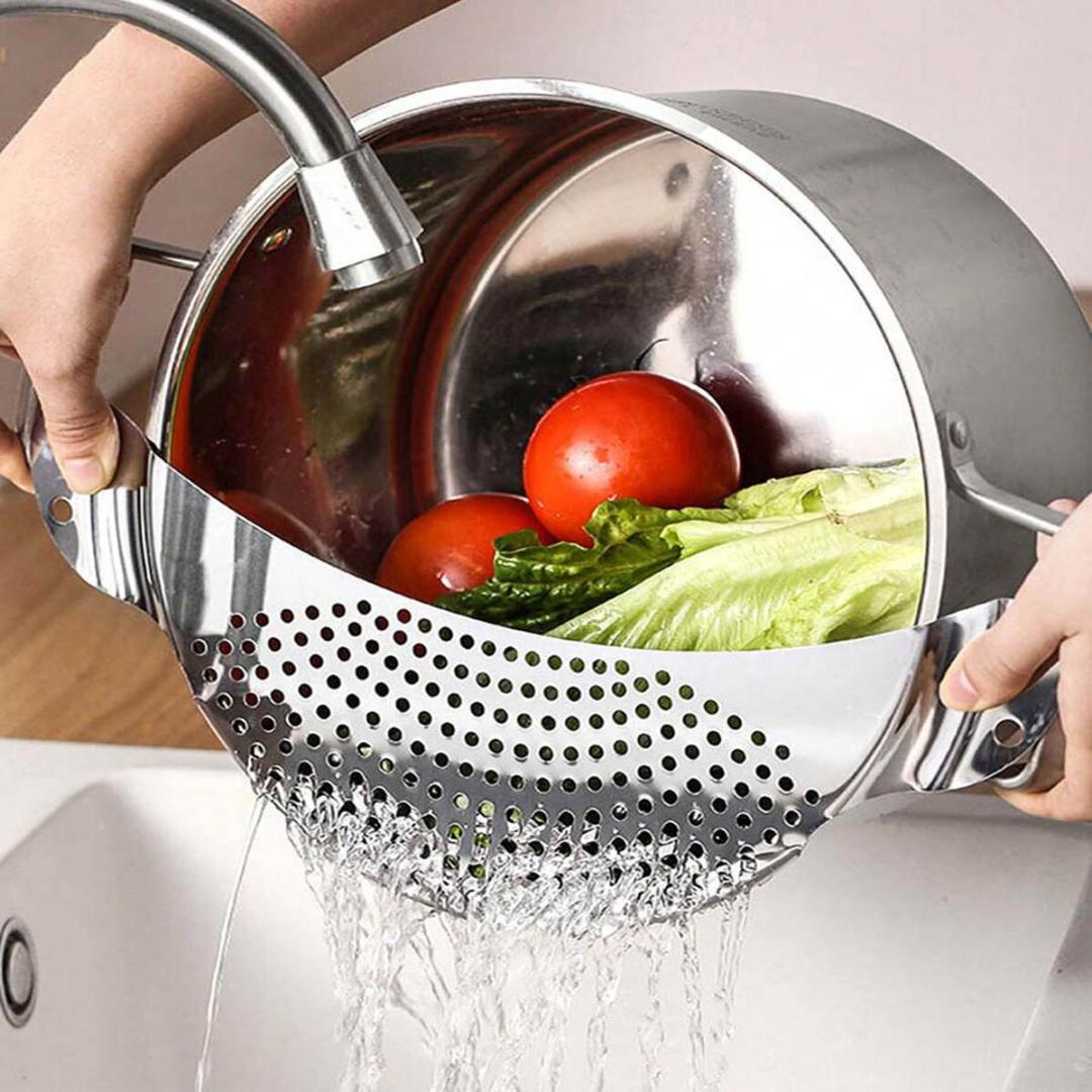 HALF MOON STAINLESS STEEL POT STRAINER