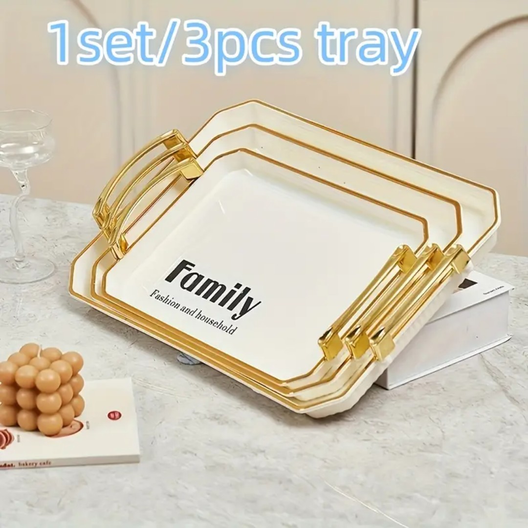 3 PCS SERVING TRAY WITH HANDLE