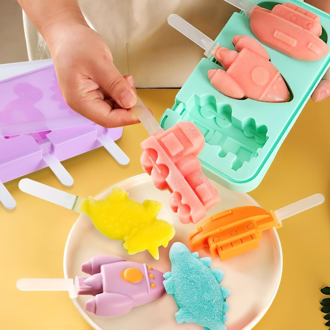 EOTIA 3 SLOT POPSICLE SILICONE MOLD TRAY WITH LID