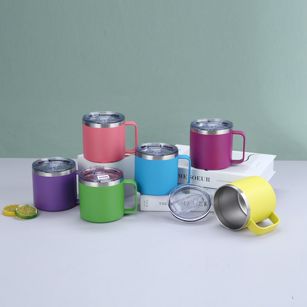 EOTIA STAINLESS STEEL INSULATED COFFEE MUG WITH HANDLE & LID 400ML