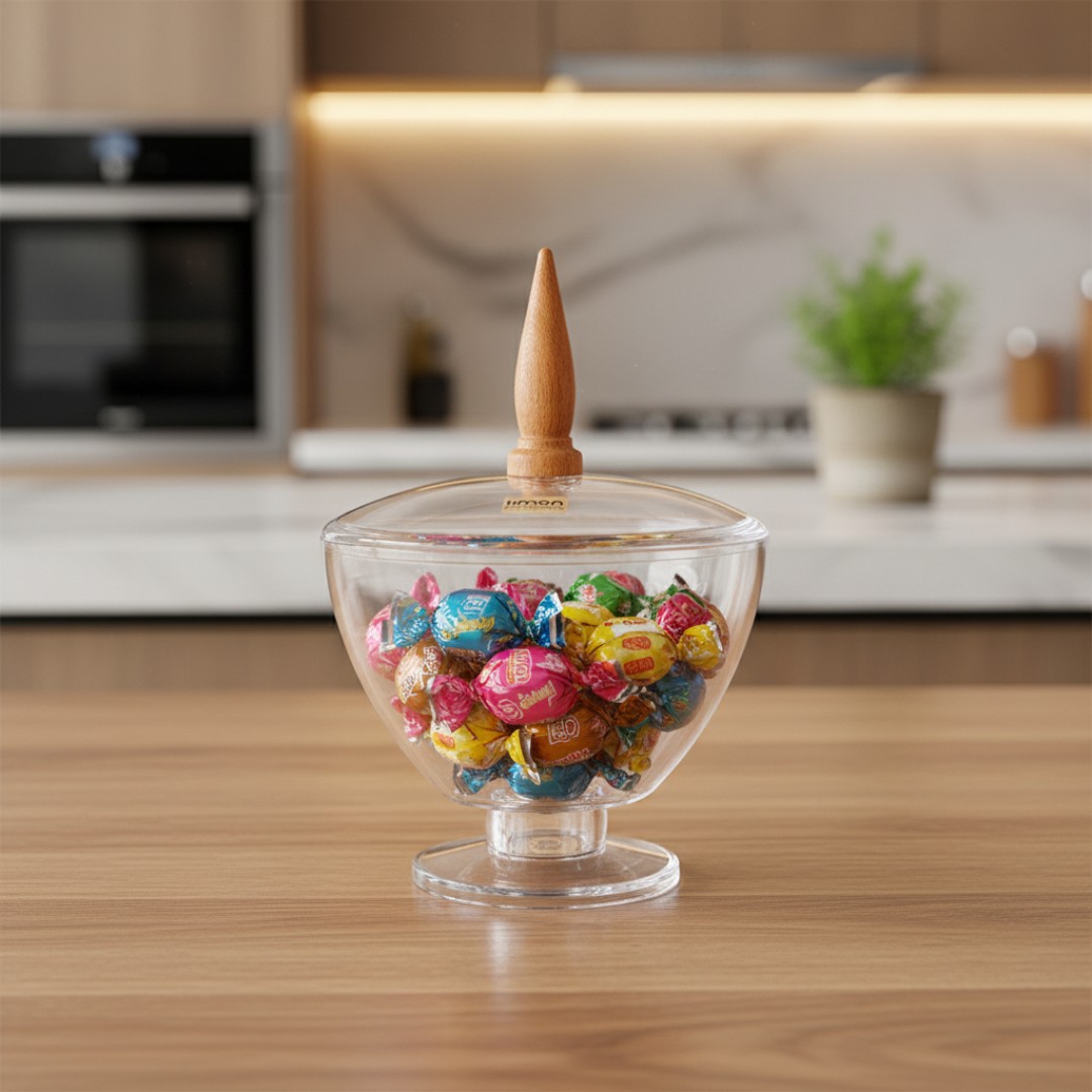 LIMON ACRYLIC SWEET JAR WITH WOODEN HANDLE