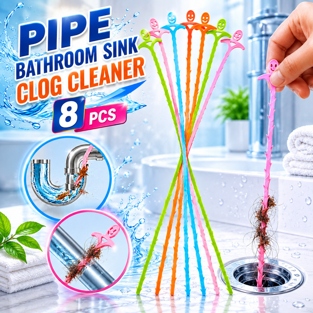 8PCS PIPE BATHROOM SINK CLOG REMOVER TOOL