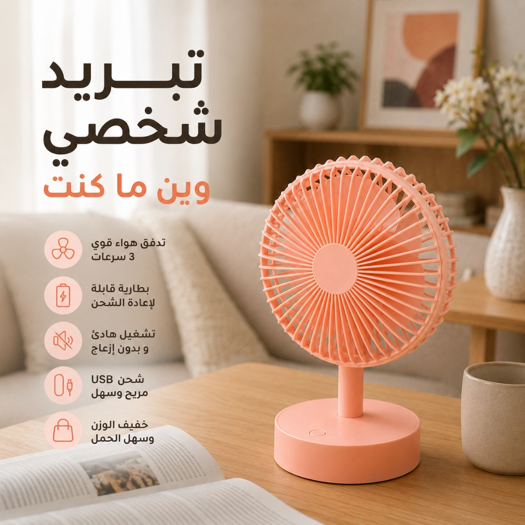 مروحة مكتبية قابلة لإعادة الشحن مقاس 6 بوصات