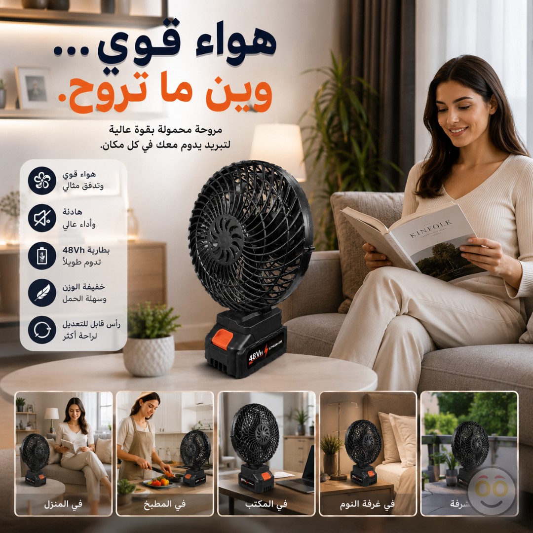مروحة كهربائية ببطارية ليثيوم