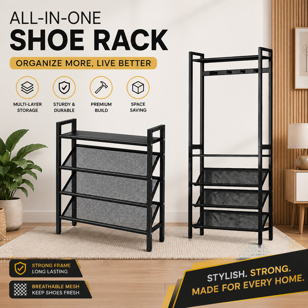 SHOES RACK WITH COAT HOOK