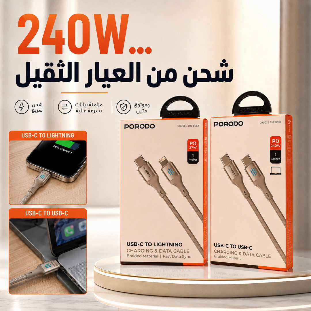 كابل شحن ونقل بيانات مجدول