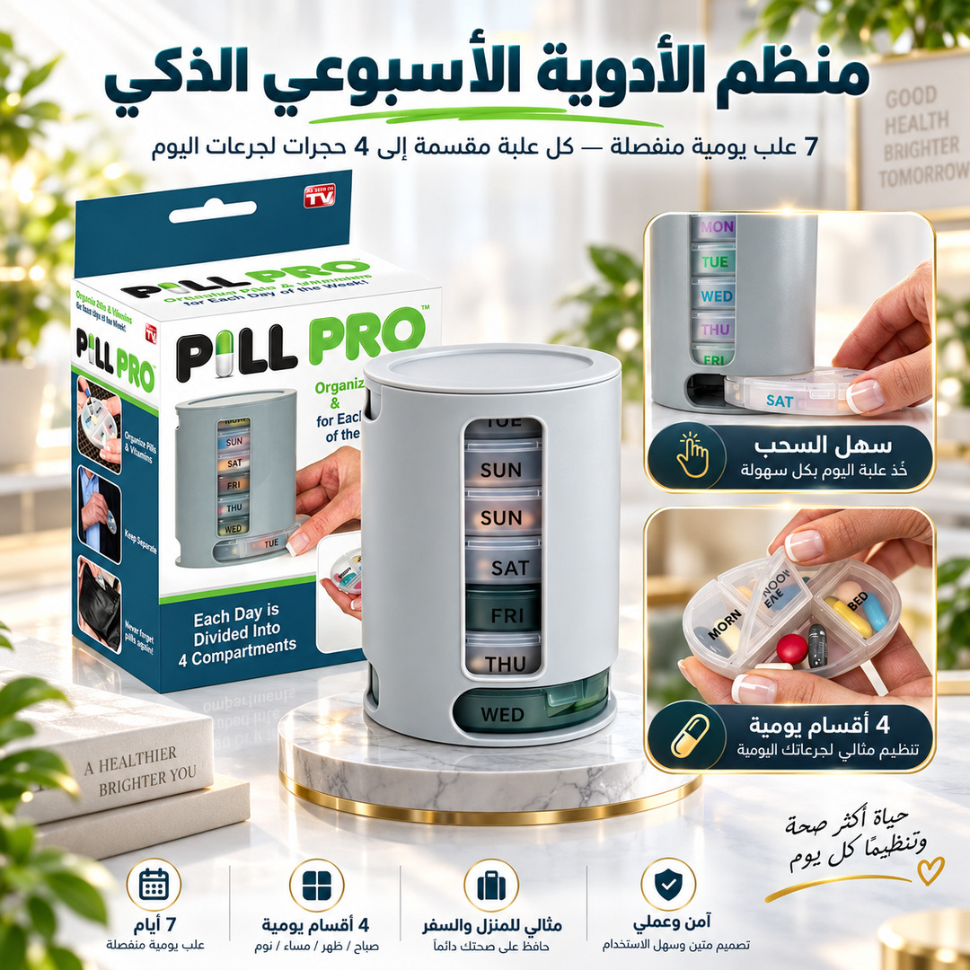 منظم حبوب دائري 7 أيام / 4 خانات