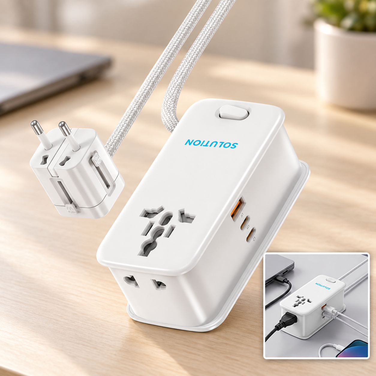 30W/1.6MTR UNIVERSAL GAN MUTLI-PORT CHARGER